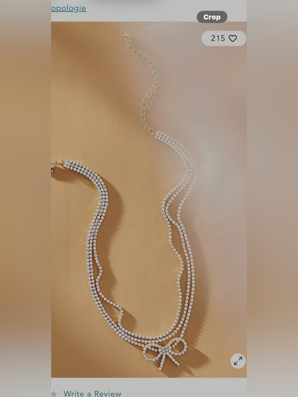 Anthropologie Silver Multi-Strand Bow Necklace